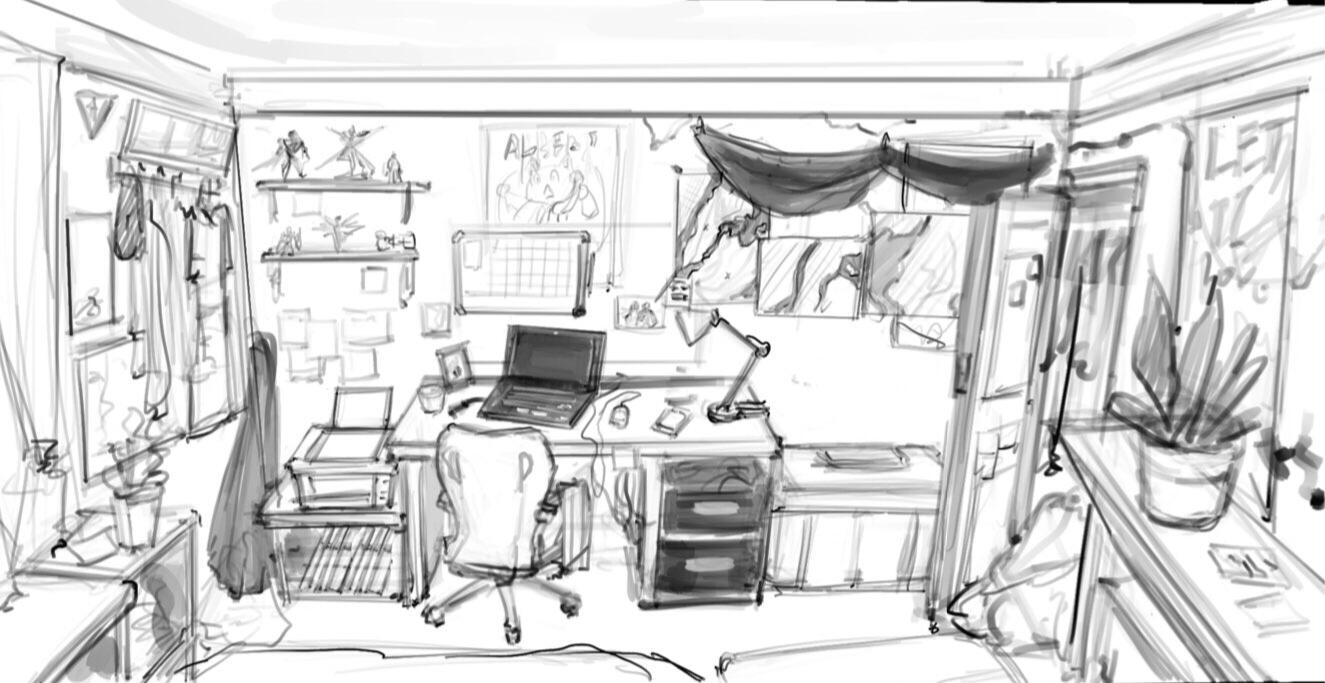 Sketchup of Kate's room