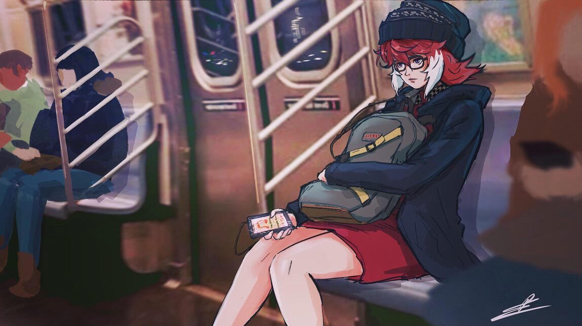 Kate taking the subway home